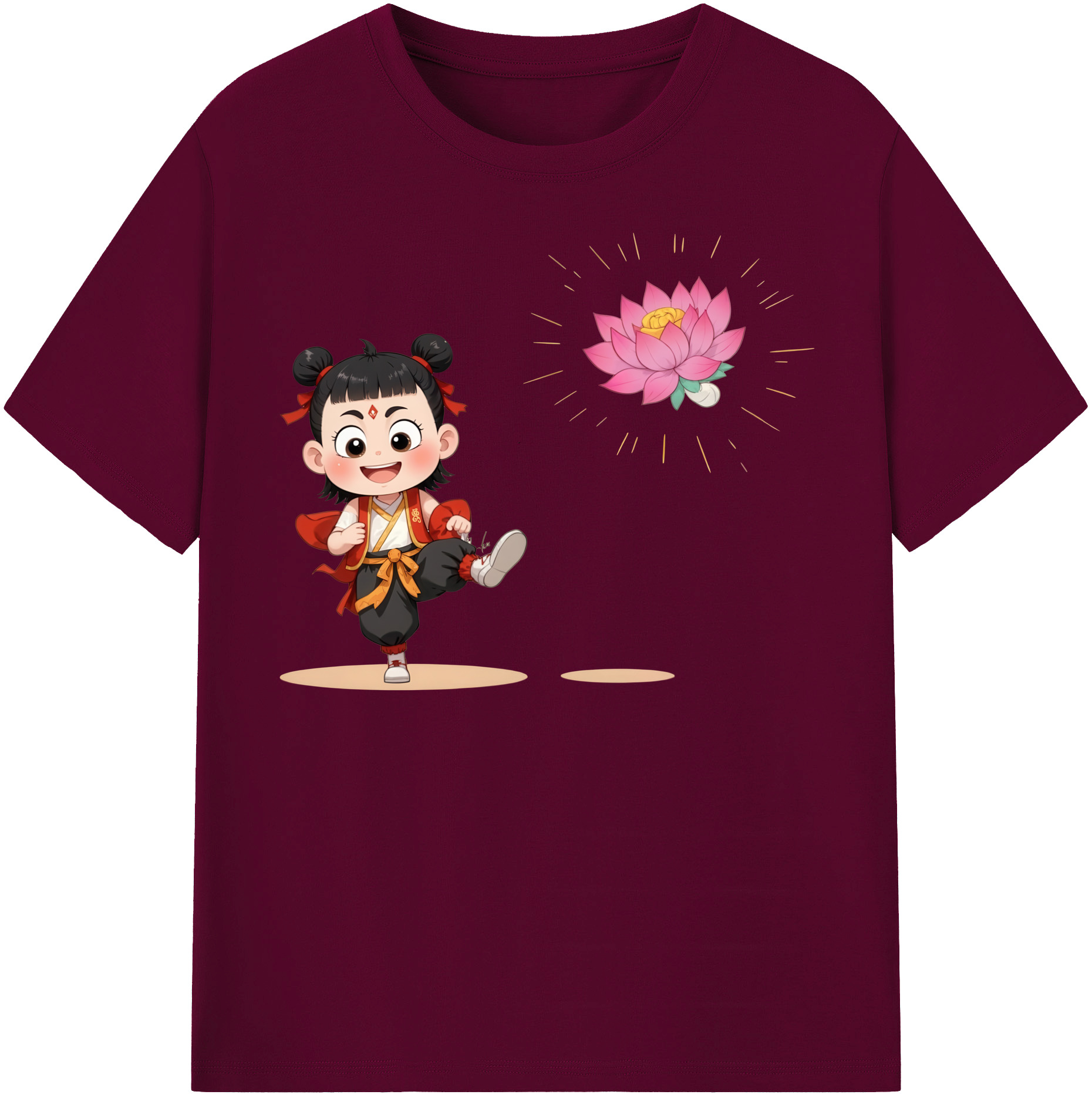 （画像用） Ne Zha 2 ナタ 魔童の大暴れ レディースカジュアルプリントTシャツ（綿100％）